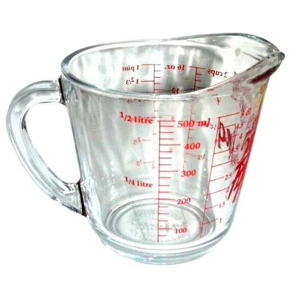 Anchor Hocking Fire-King 50th Anniversary 16 Oz Glass Measuring Cup Red Vintage - Picture 2 of 4